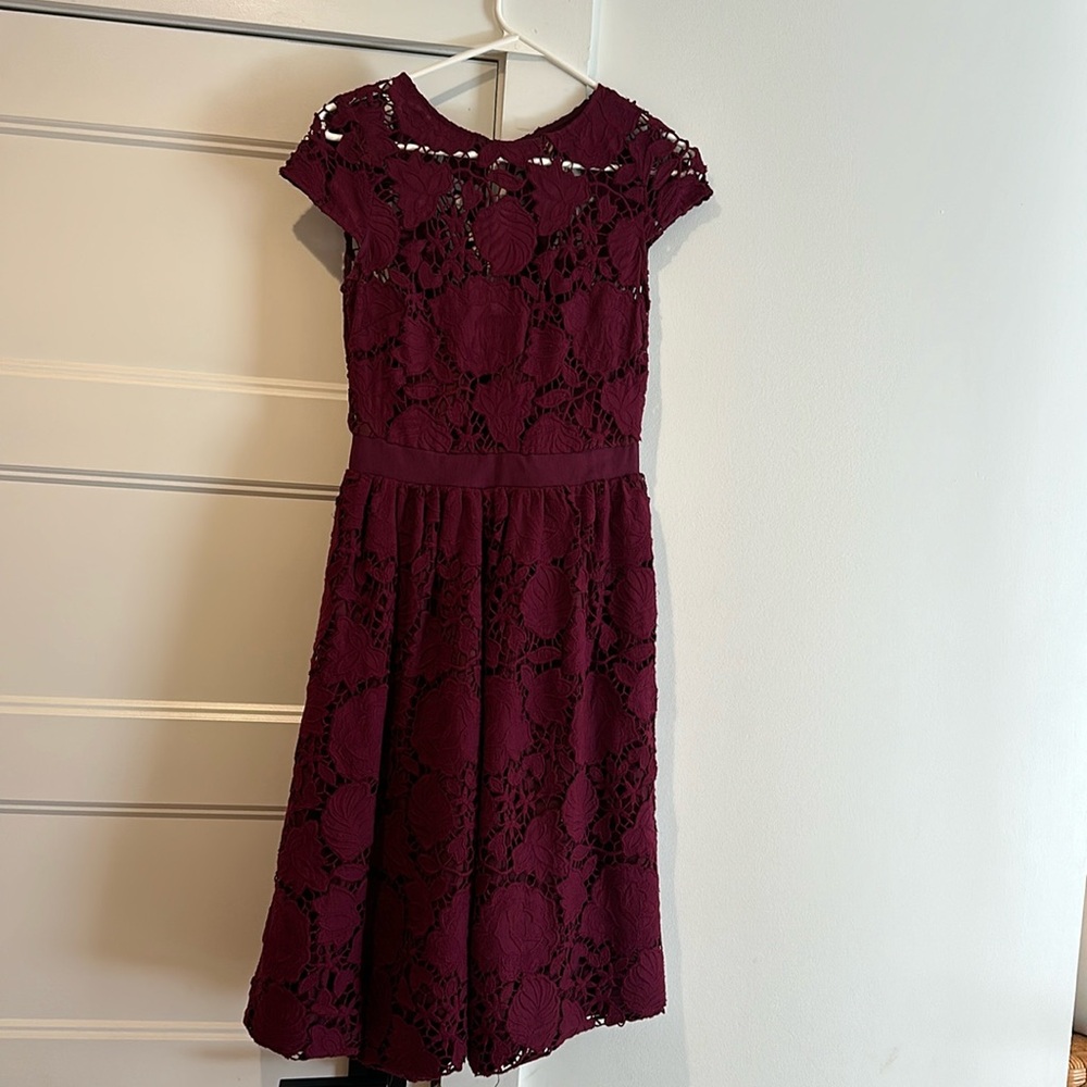 J. Crew collection lace overlay dress size 0 wine